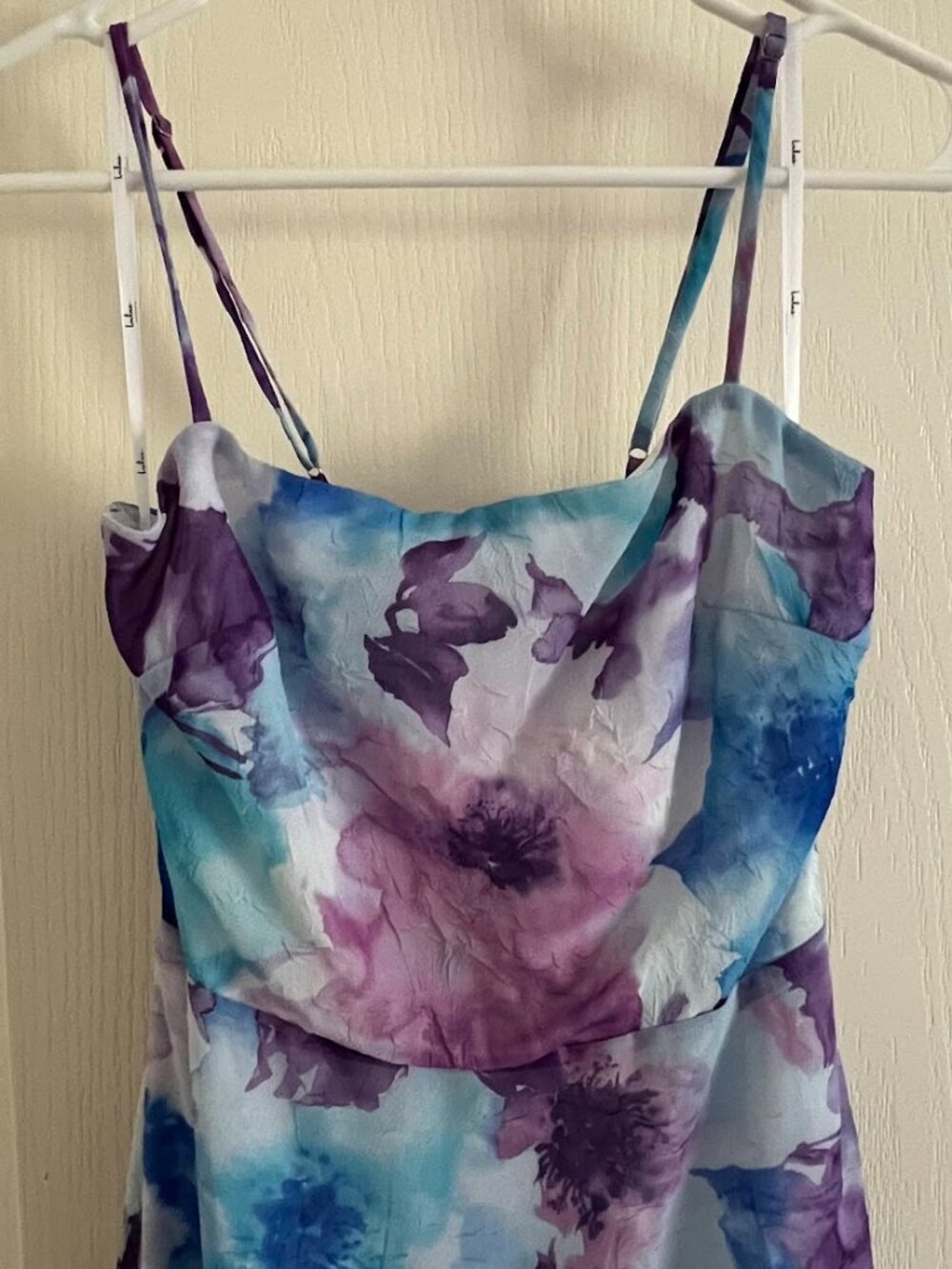 Lulus Blue and Purple Floral Chiffon Midi Dress